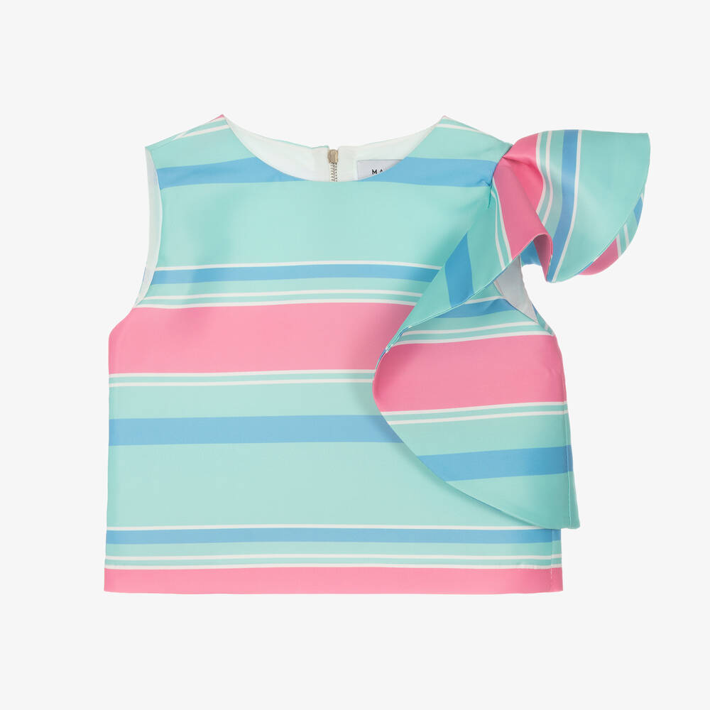 Mama Luma - Зелено-розовая блузка из атласа в полоску | Childrensalon