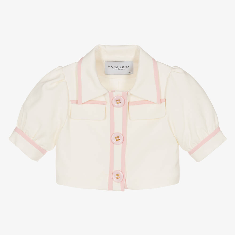 Mama Luma - Girls Ivory Collared Blouse | Childrensalon