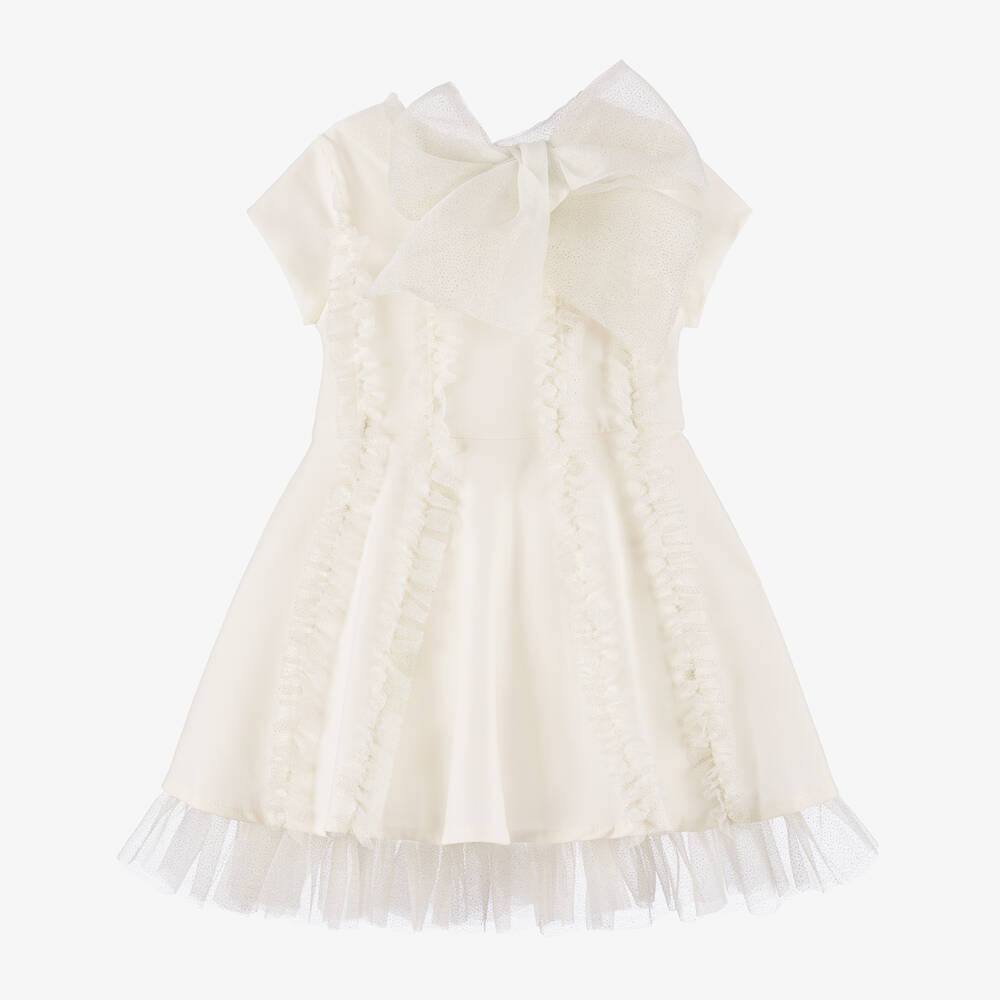 Mama Luma - Girls Ivory Glittery Ruffle Dress | Childrensalon