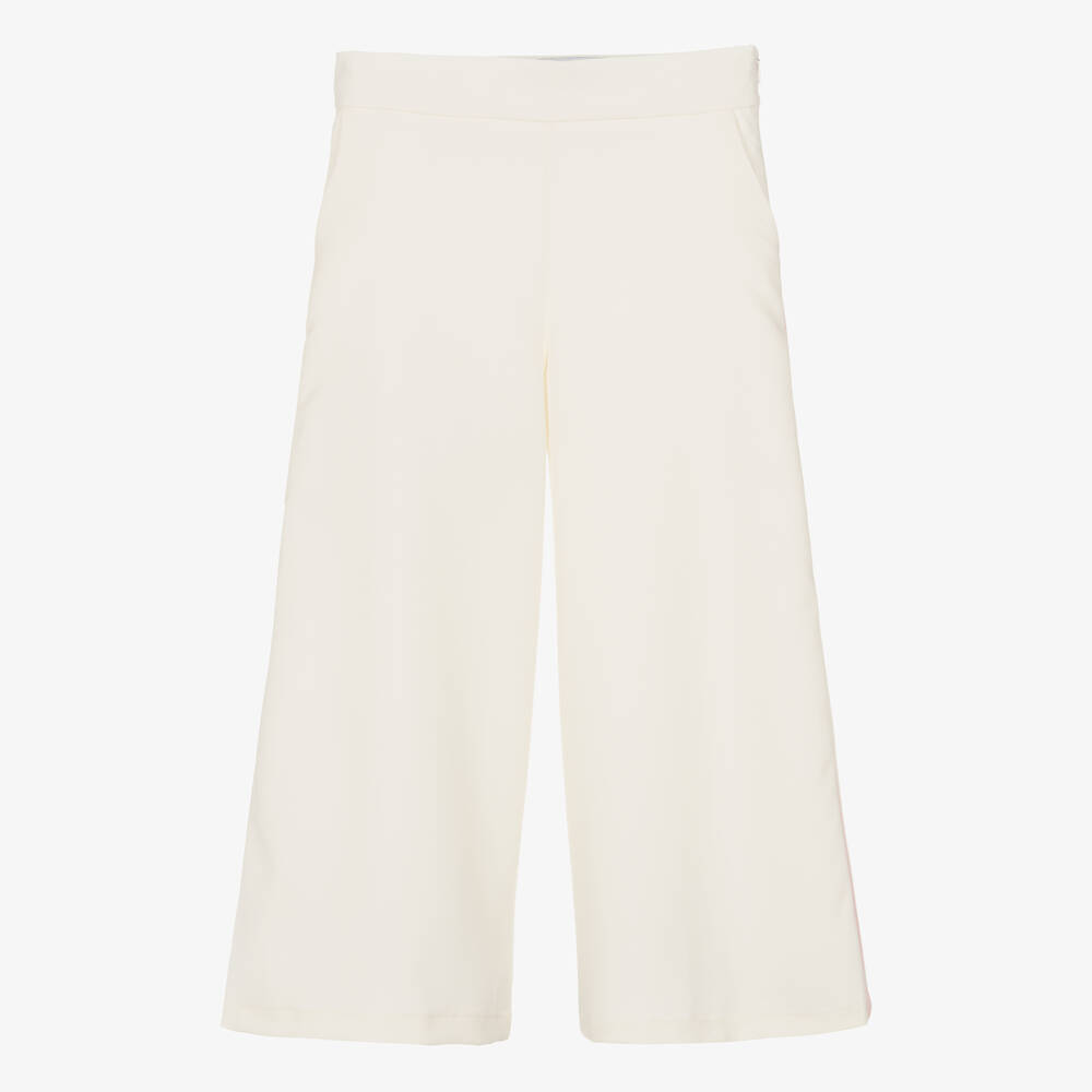 Mama Luma - Girls Ivory Wide Leg Trousers | Childrensalon