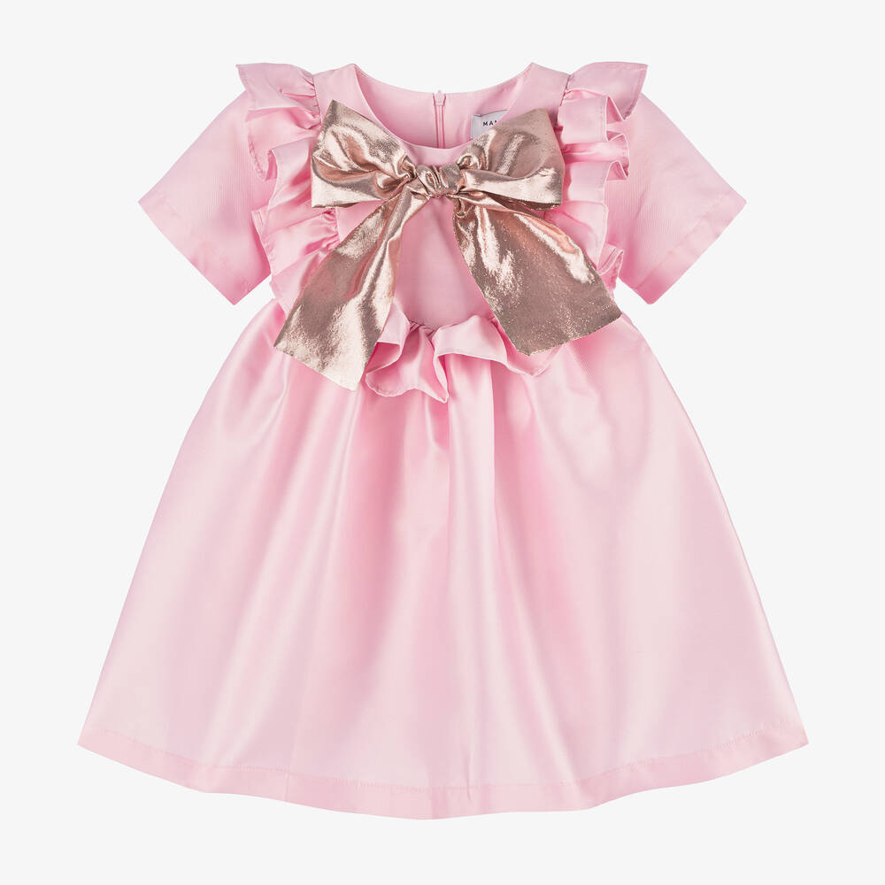 Mama Luma - Girls Pink Bow Dress | Childrensalon