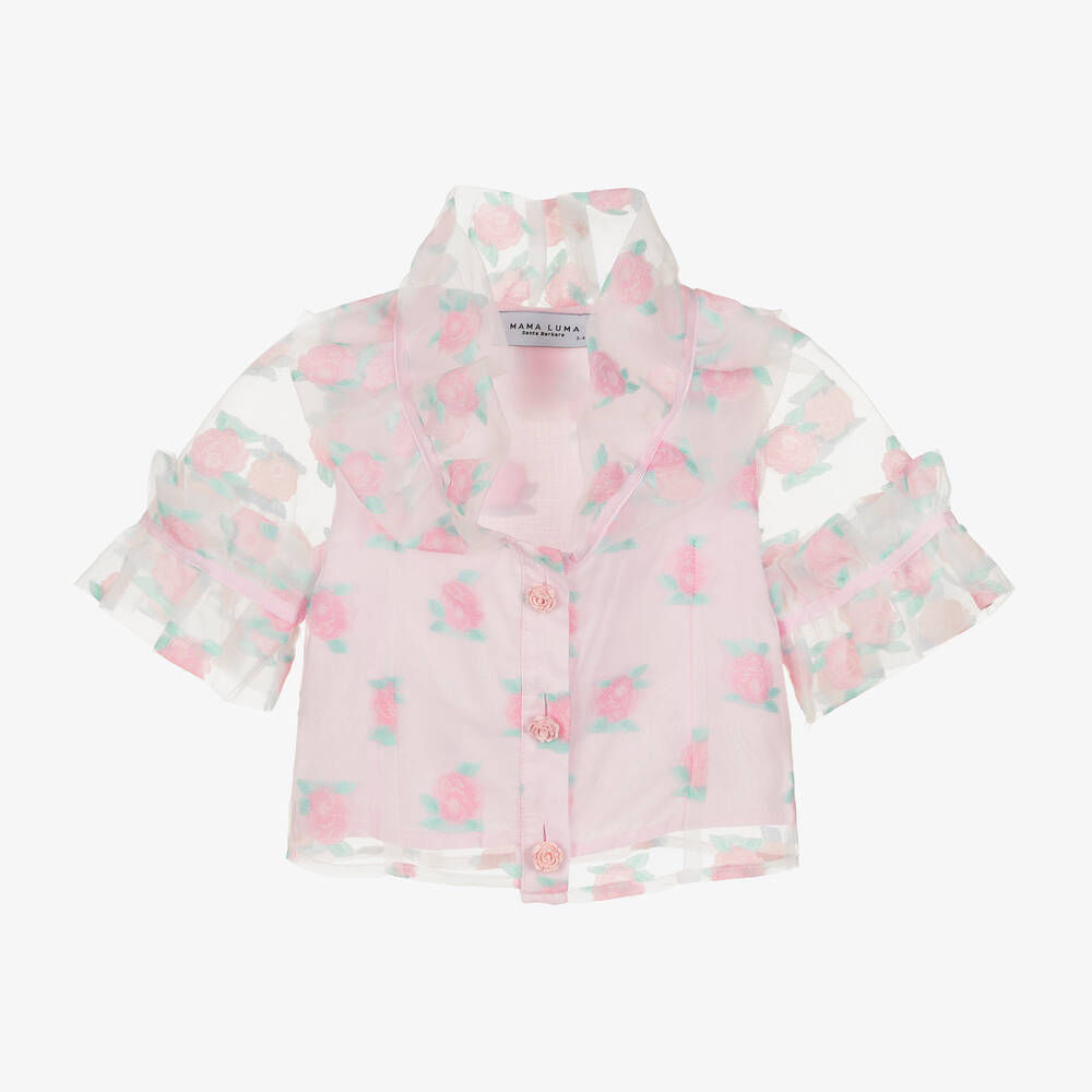 Mama Luma - Розовая блузка из органзы с цветами | Childrensalon