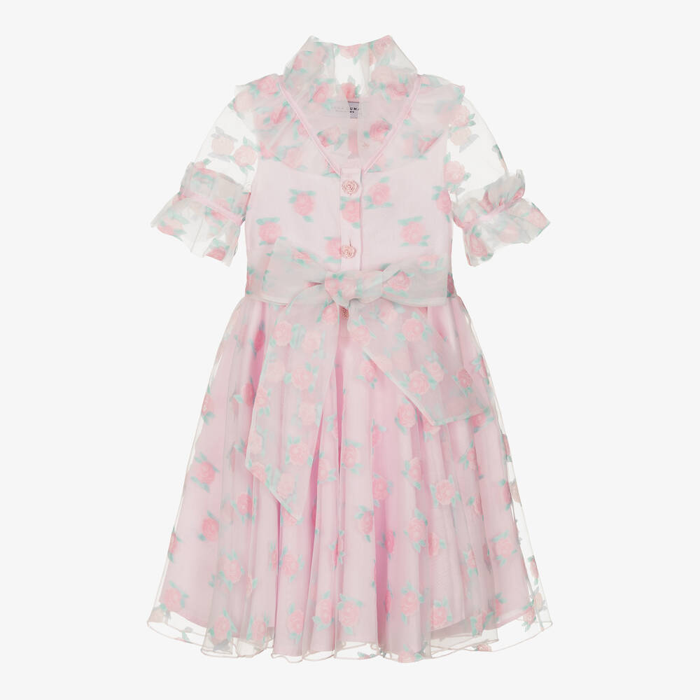 Mama Luma - Розовое платье из органзы с цветами | Childrensalon