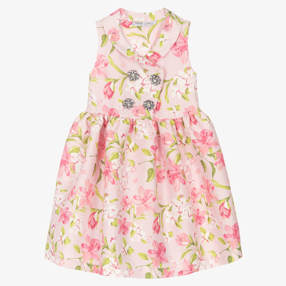 Mama Luma - Розовое атласное платье с цветами | Childrensalon