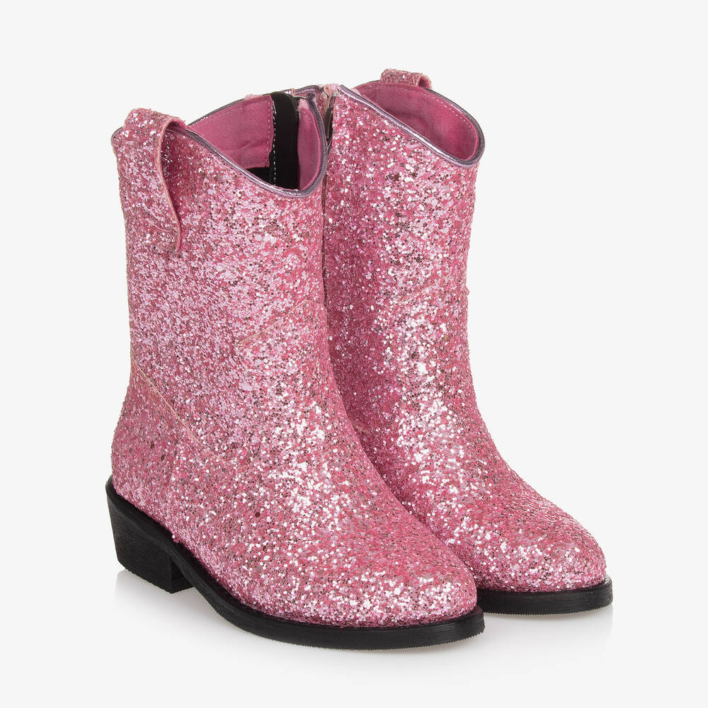 Mama Luma - Girls Pink Glitter Cowboy Boots | Childrensalon