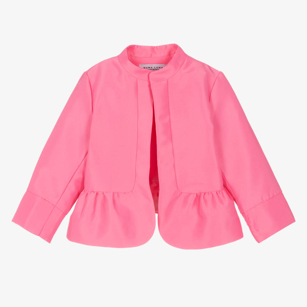 Mama Luma - Girls Pink Satin Peplum Jacket | Childrensalon