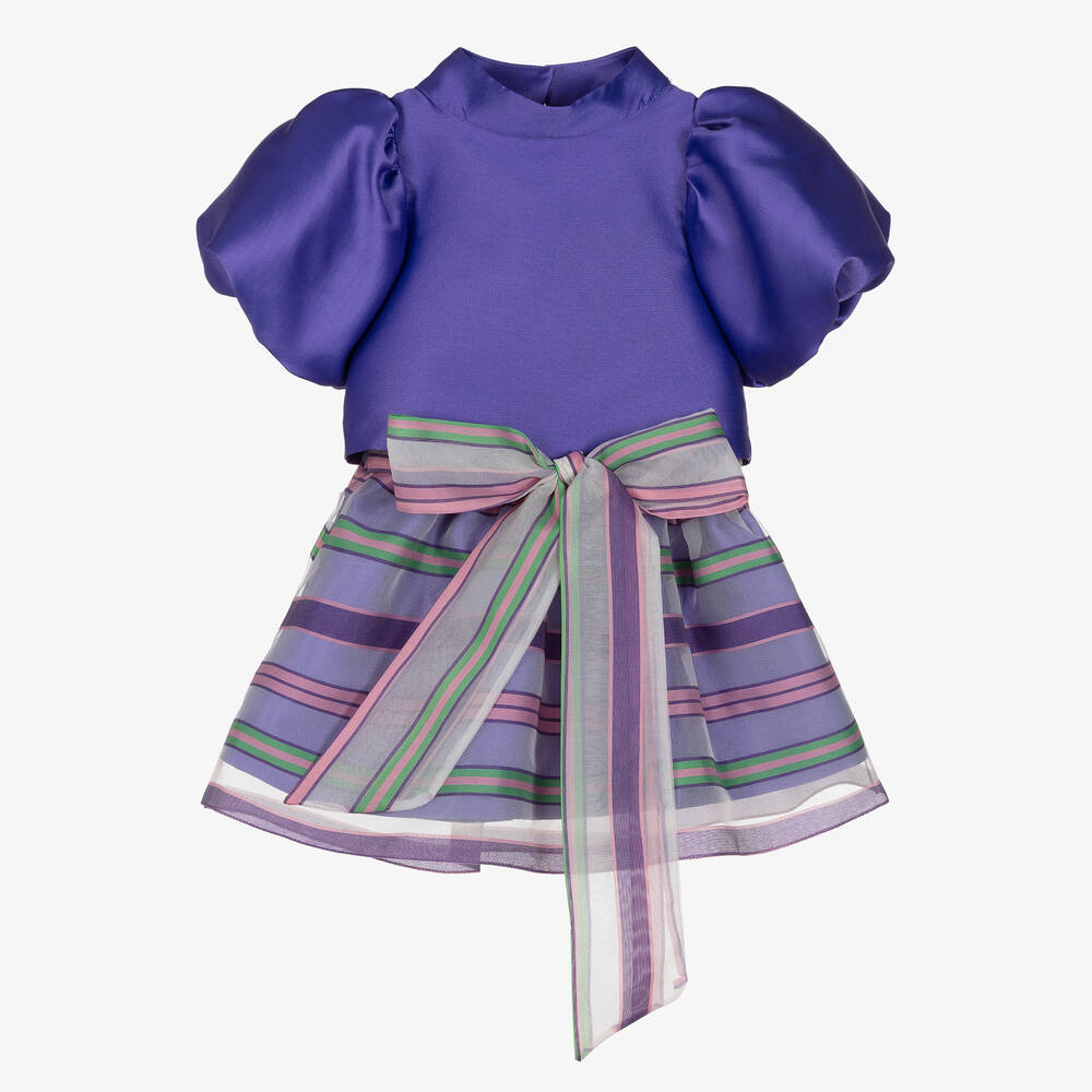 Mama Luma Babies' Girls Purple Stripe Skirt Set