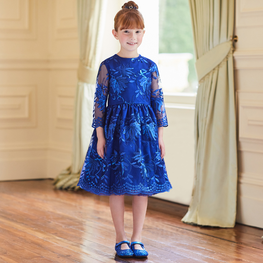 Manuela De Juan Girls Blue Glitter Shoes Childrensalon