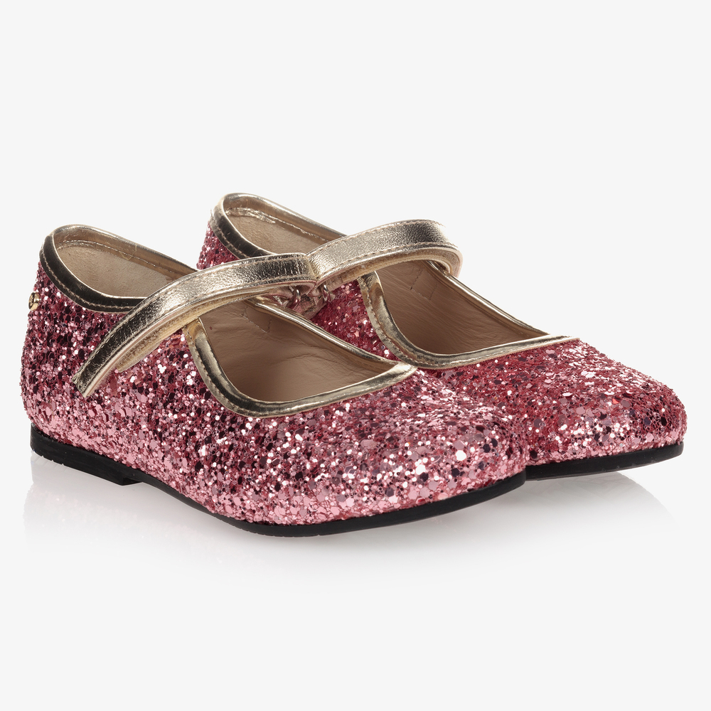 Manuela de Juan - Girls Pink Glitter Shoes | Childrensalon