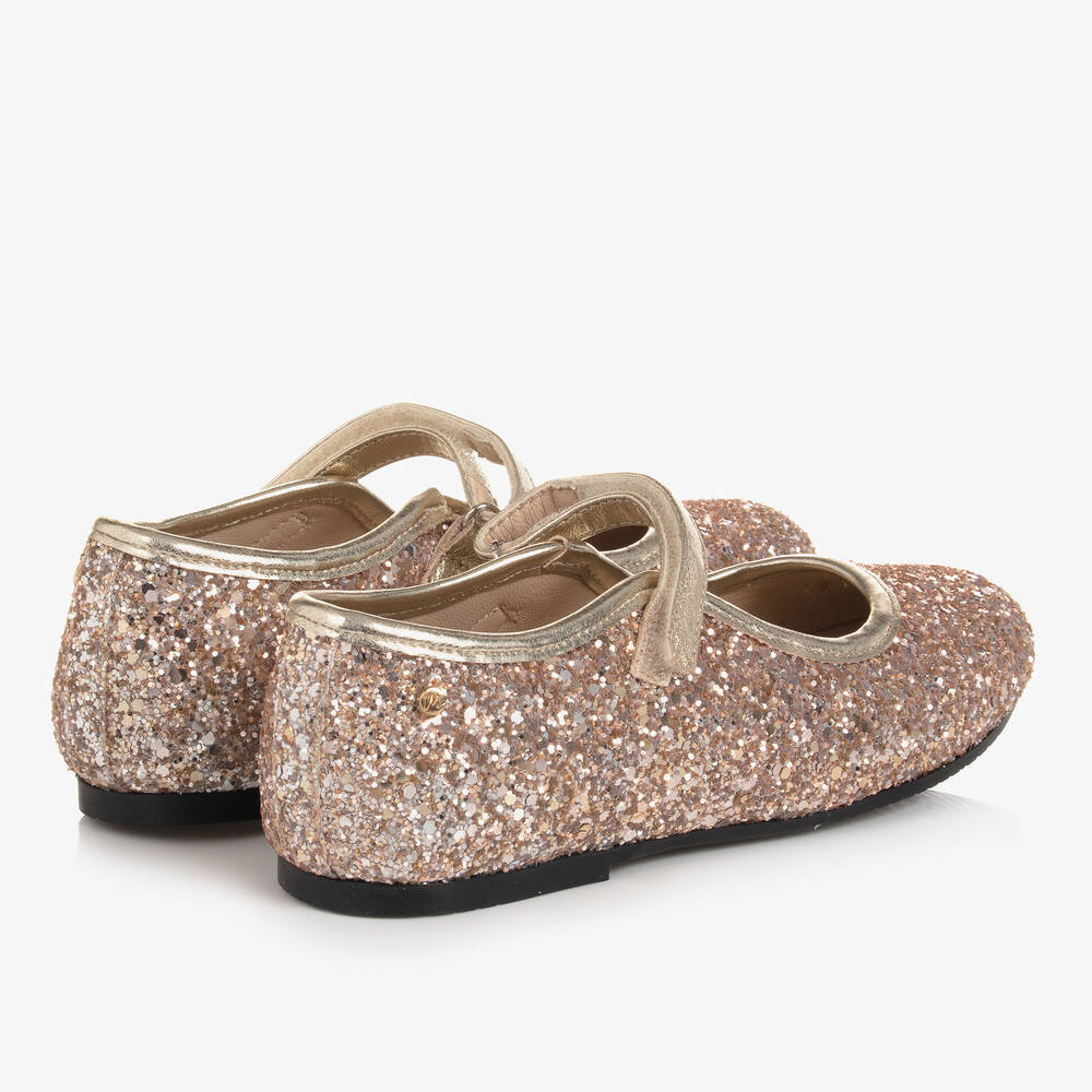 Manuela de Juan - Girls Rose Gold Glitter Shoes | Childrensalon