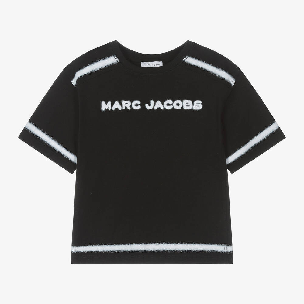 MARC JACOBS - Black Organic Cotton Spray Paint T-Shirt | Childrensalon