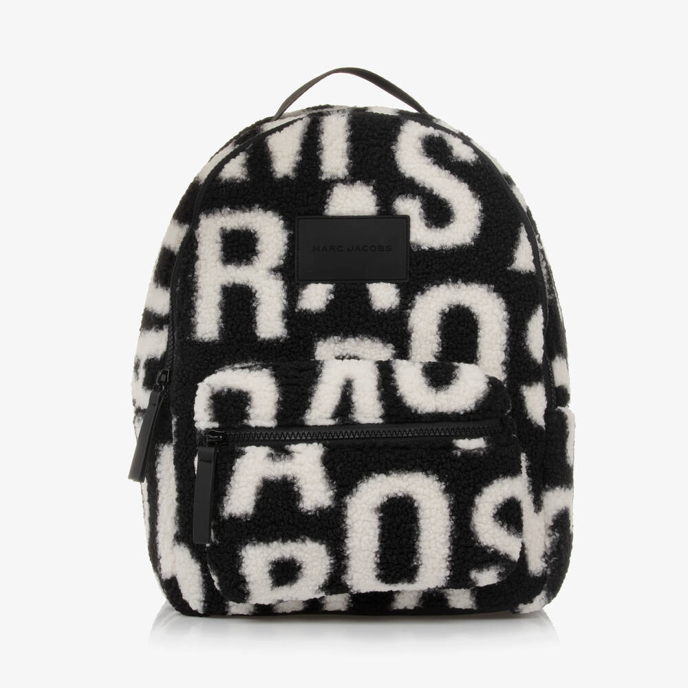 MARC JACOBS - Black & White Sherpa Fleece Backpack (32cm) | Childrensalon