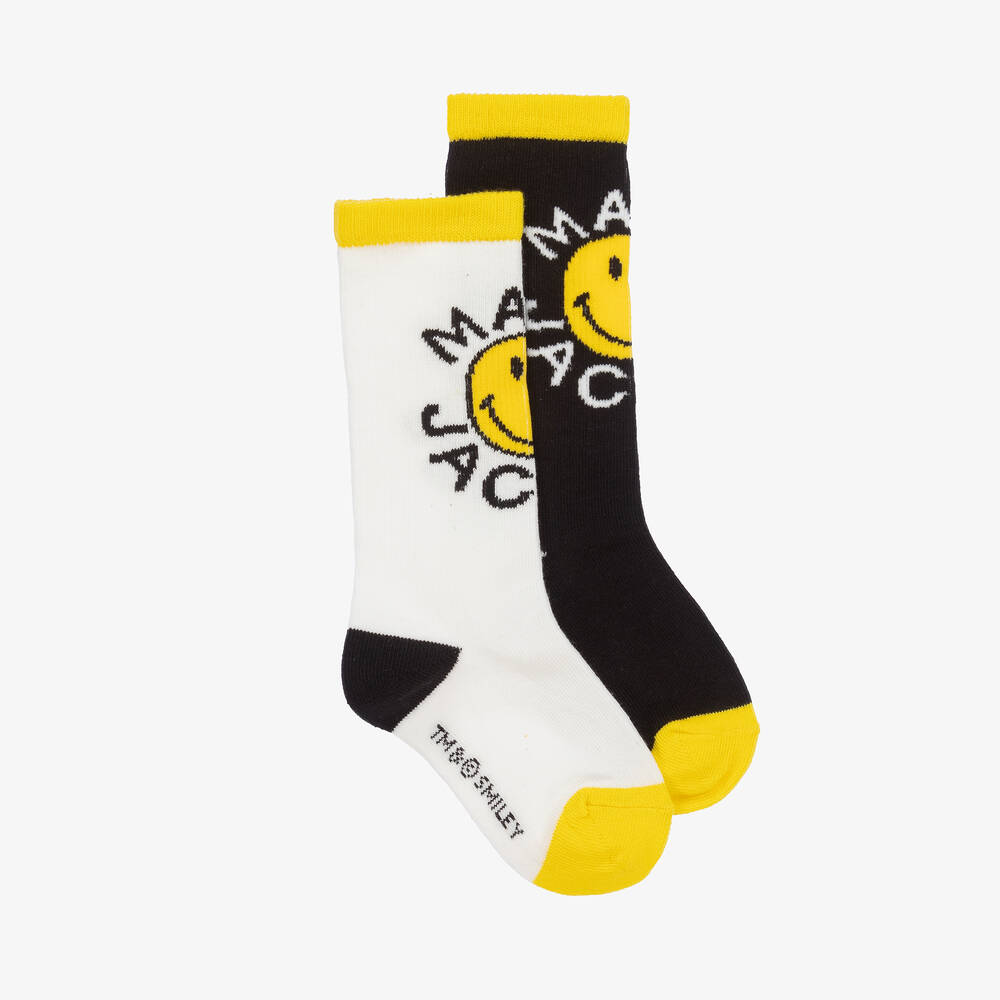 MARC JACOBS - Black & Yellow Cotton Smiley Socks | Childrensalon