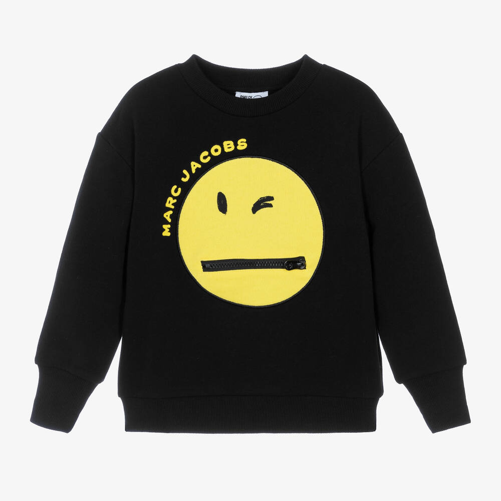 Shop Marc Jacobs Boys Black Cotton Smiley Face Sweatshirt