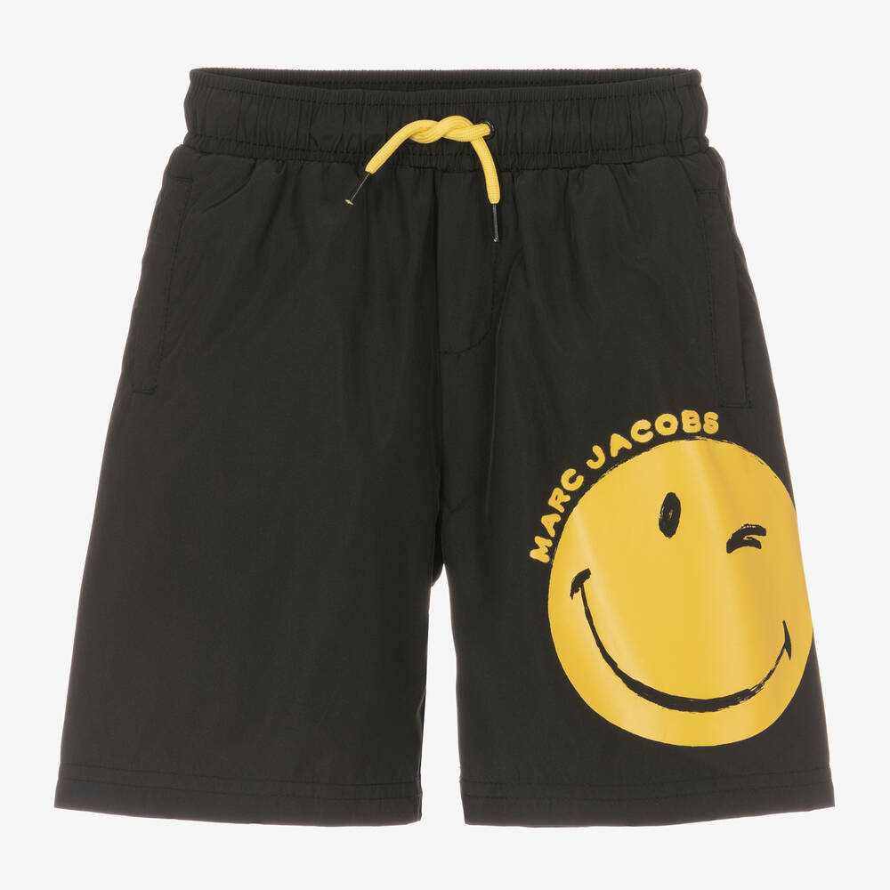 Shop Marc Jacobs Boys Black Smiley Face Swim Shorts