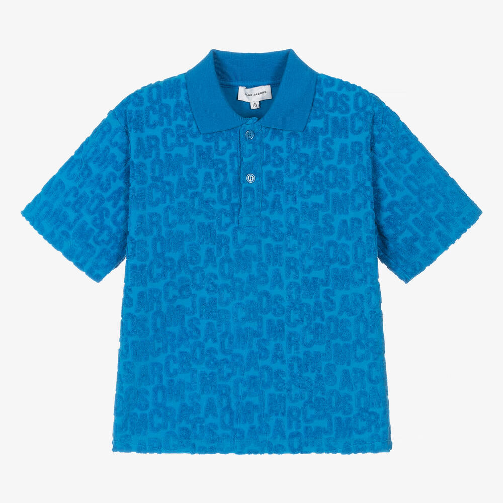 Shop Marc Jacobs Boys Blue Towelling Polo Shirt