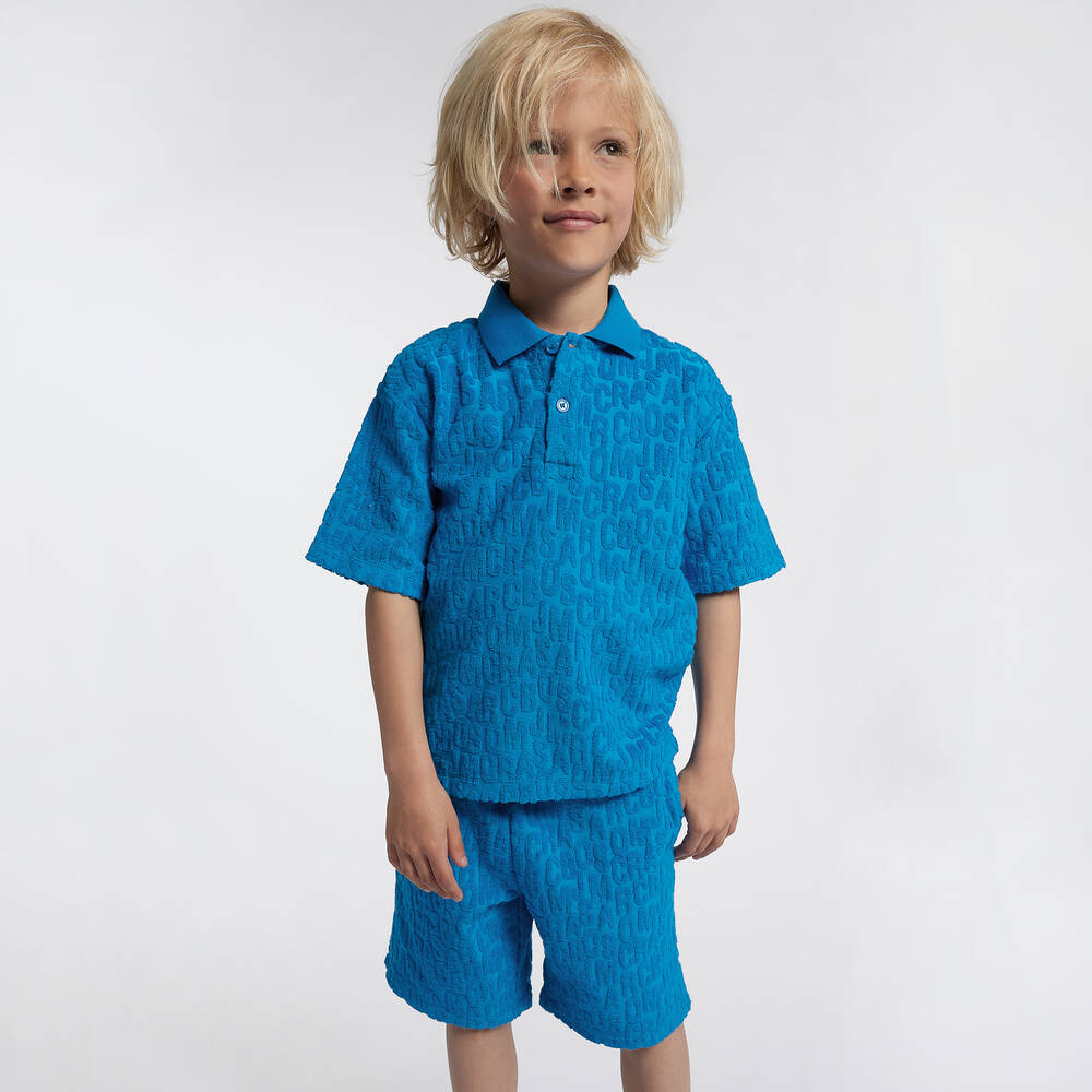 MARC JACOBS-Boys Blue Towelling Polo Shirt | Childrensalon