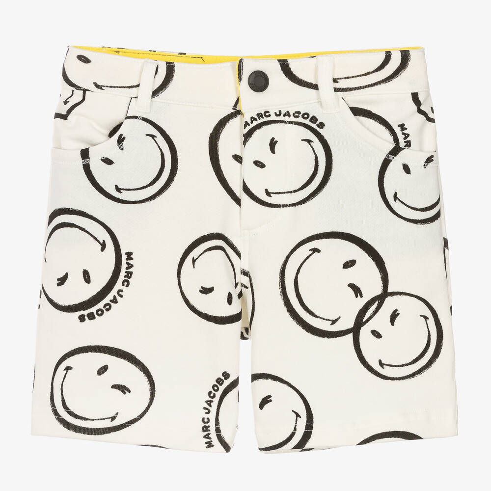 Marc Jacobs Kids' Smiley Face Bermuda Shorts (4-12+ Years) In Ivory