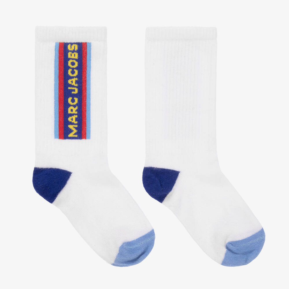 MARC JACOBS - Boys White Cotton Logo Socks | Childrensalon