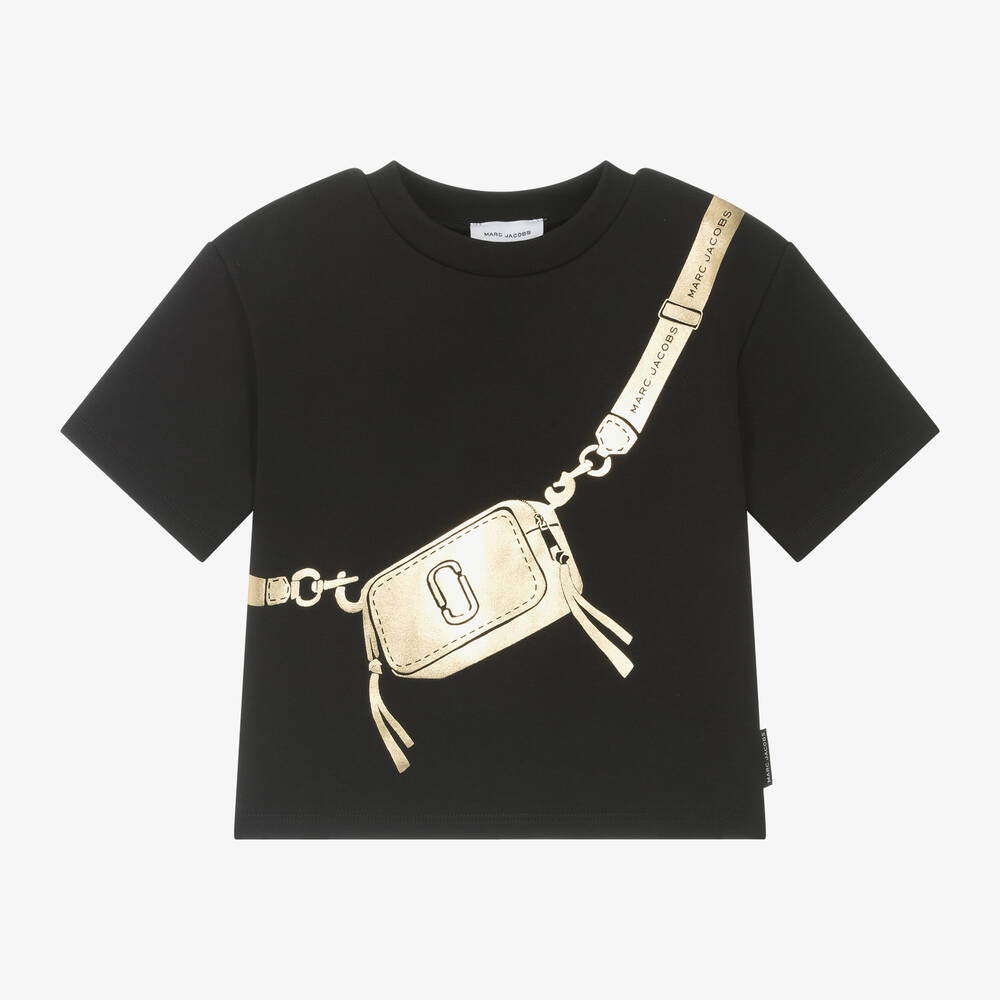 MARC JACOBS - Girls Black Bag Print Cotton T-Shirt | Childrensalon