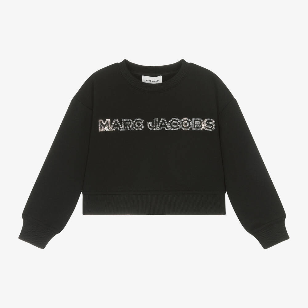 MARC JACOBS - Girls Black Cotton Diamanté Logo Sweatshirt | Childrensalon