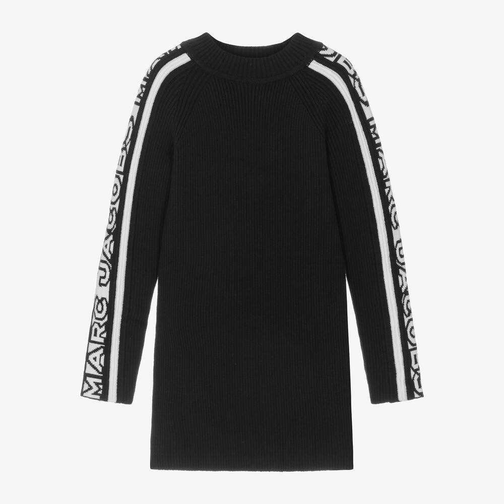 MARC JACOBS - Girls Black Cotton Ribbed Knit Dress | Childrensalon