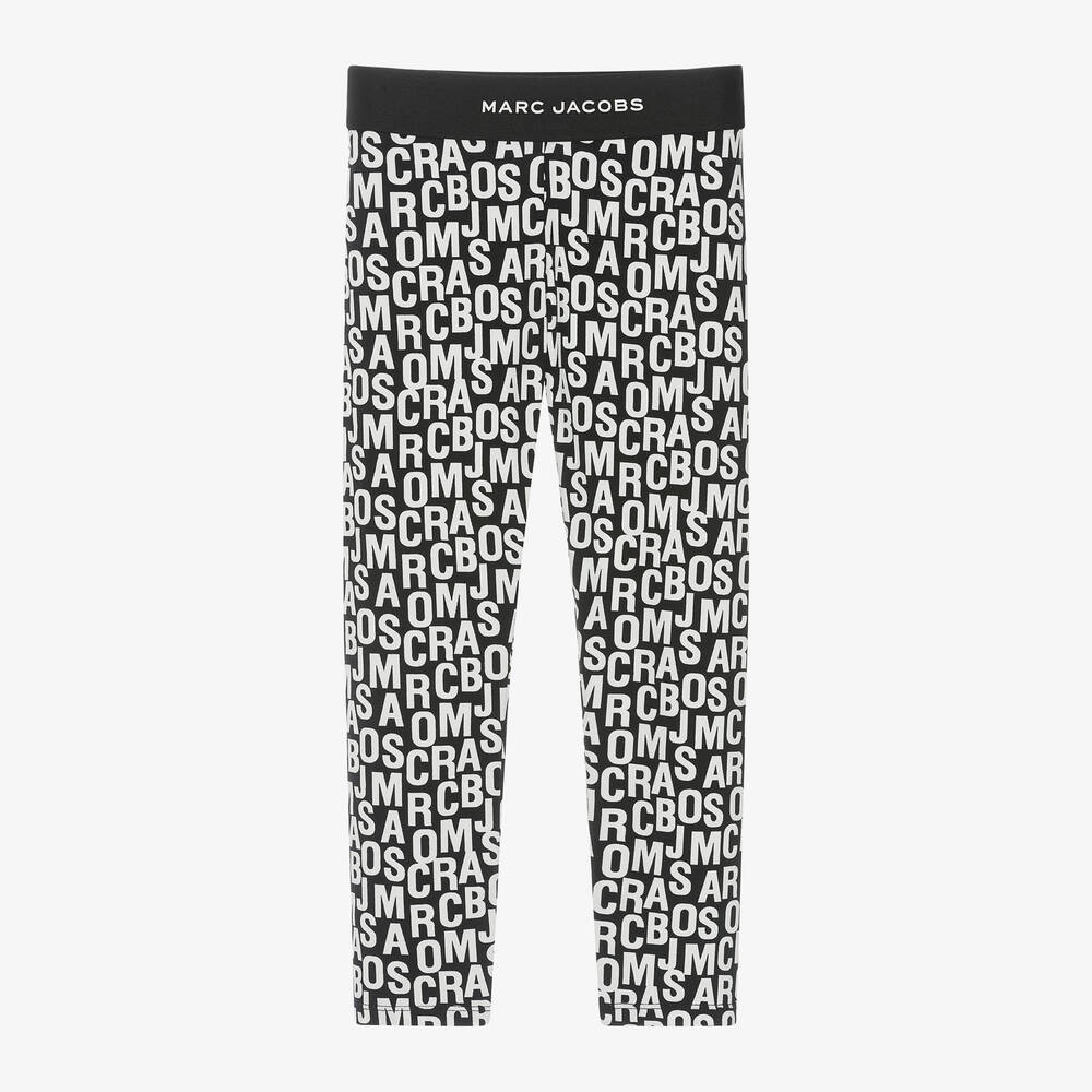 MARC JACOBS - Girls Black Jumbled Logo Cotton Leggings | Childrensalon