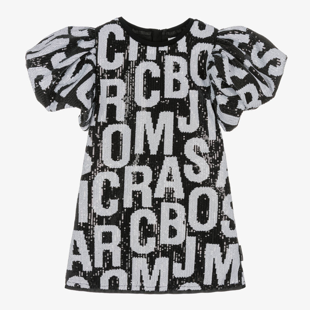 MARC JACOBS - Girls Black Jumbled Logo Sequin Dress | Childrensalon