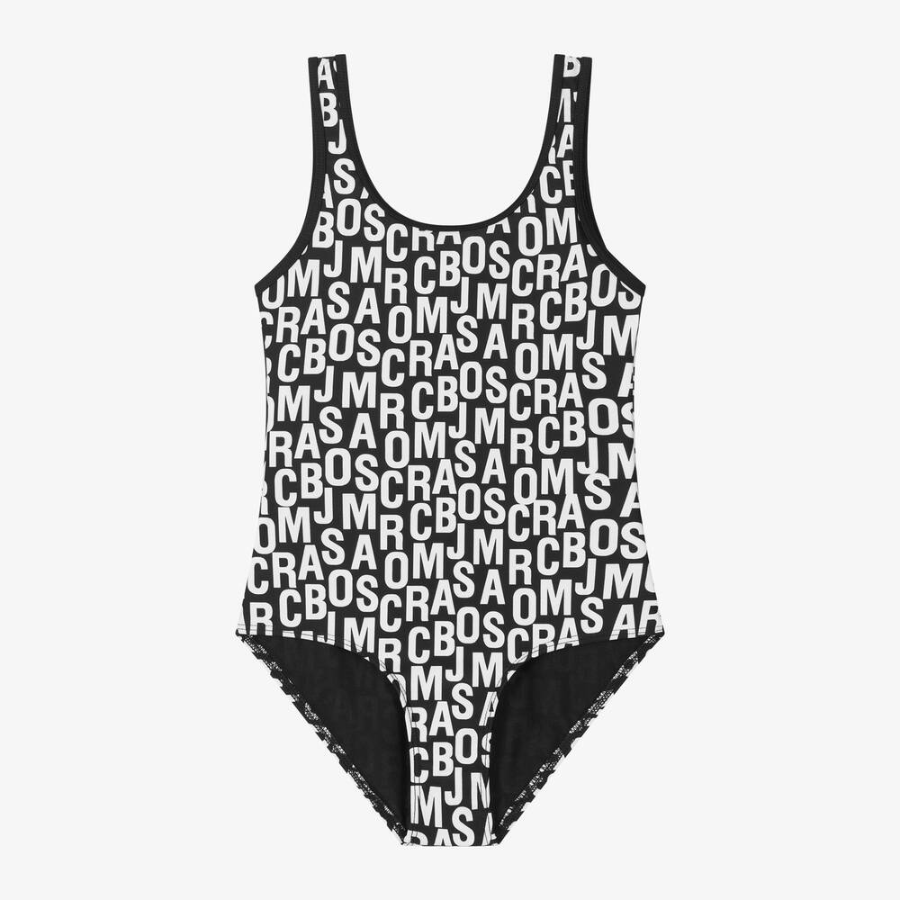 Marc Jacobs Kids'  Girls Black & White Print Swimsuit