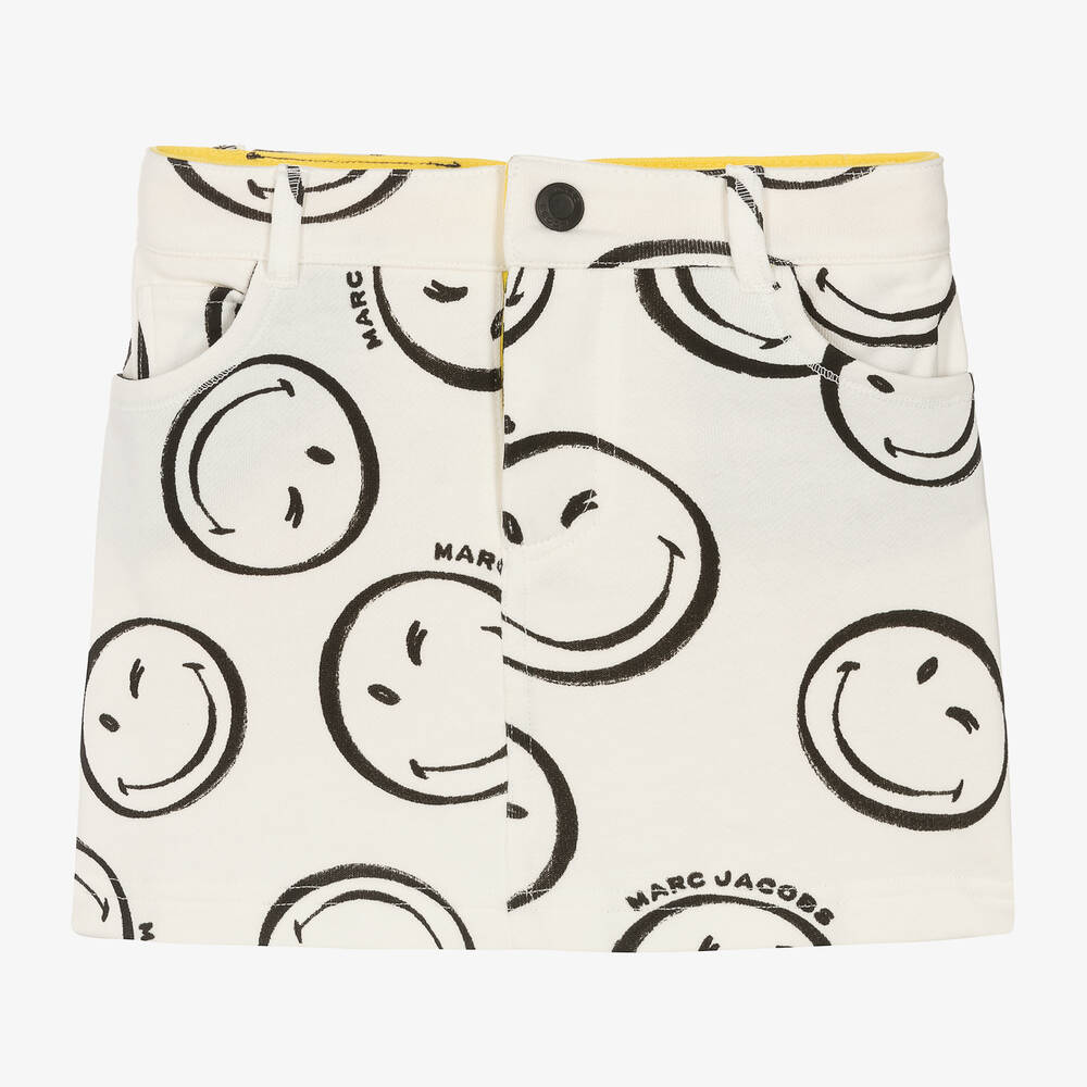 Shop Marc Jacobs Girls Ivory Cotton Smiley Faces Skirt