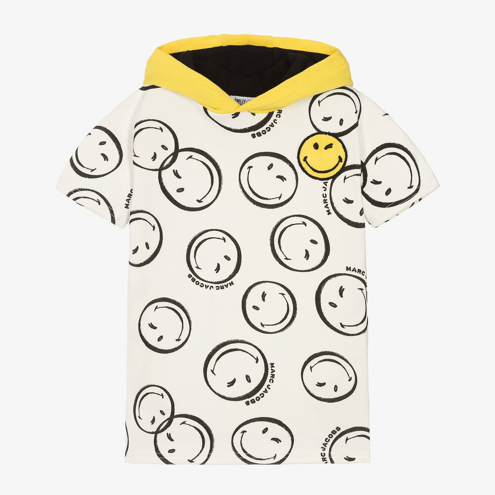 MARC JACOBS - Girls Ivory Hooded Smiley Faces Dress | Childrensalon