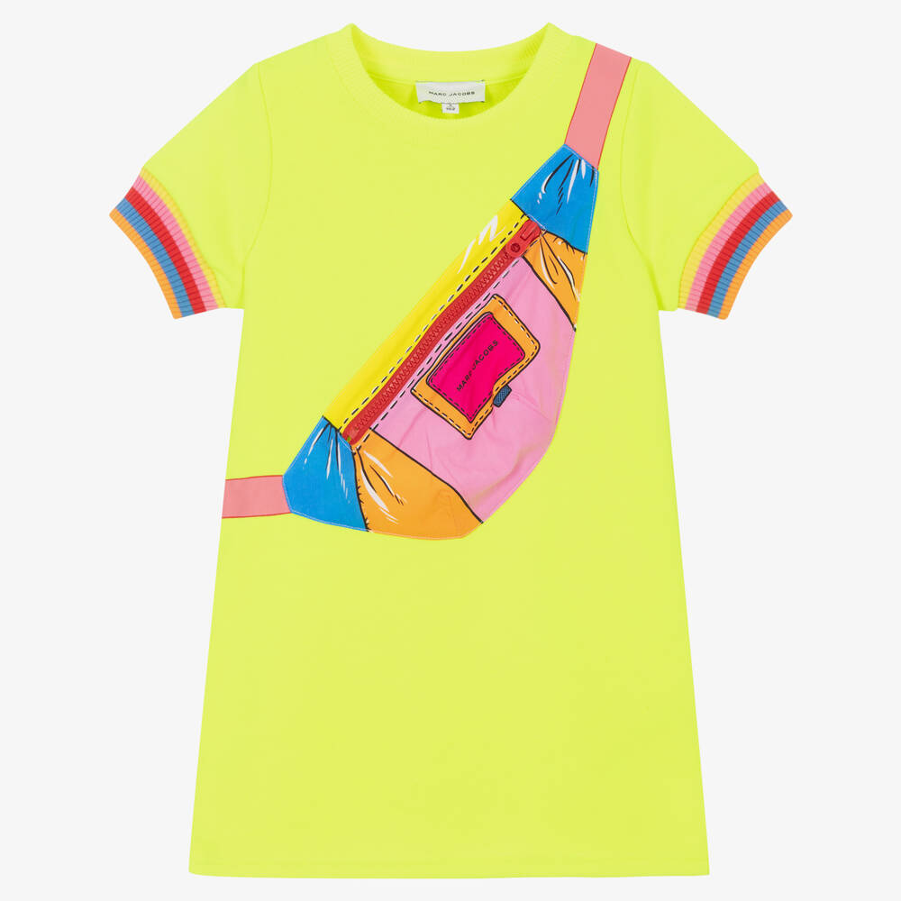 MARC JACOBS - Girls Neon Yellow Bag Print Dress | Childrensalon