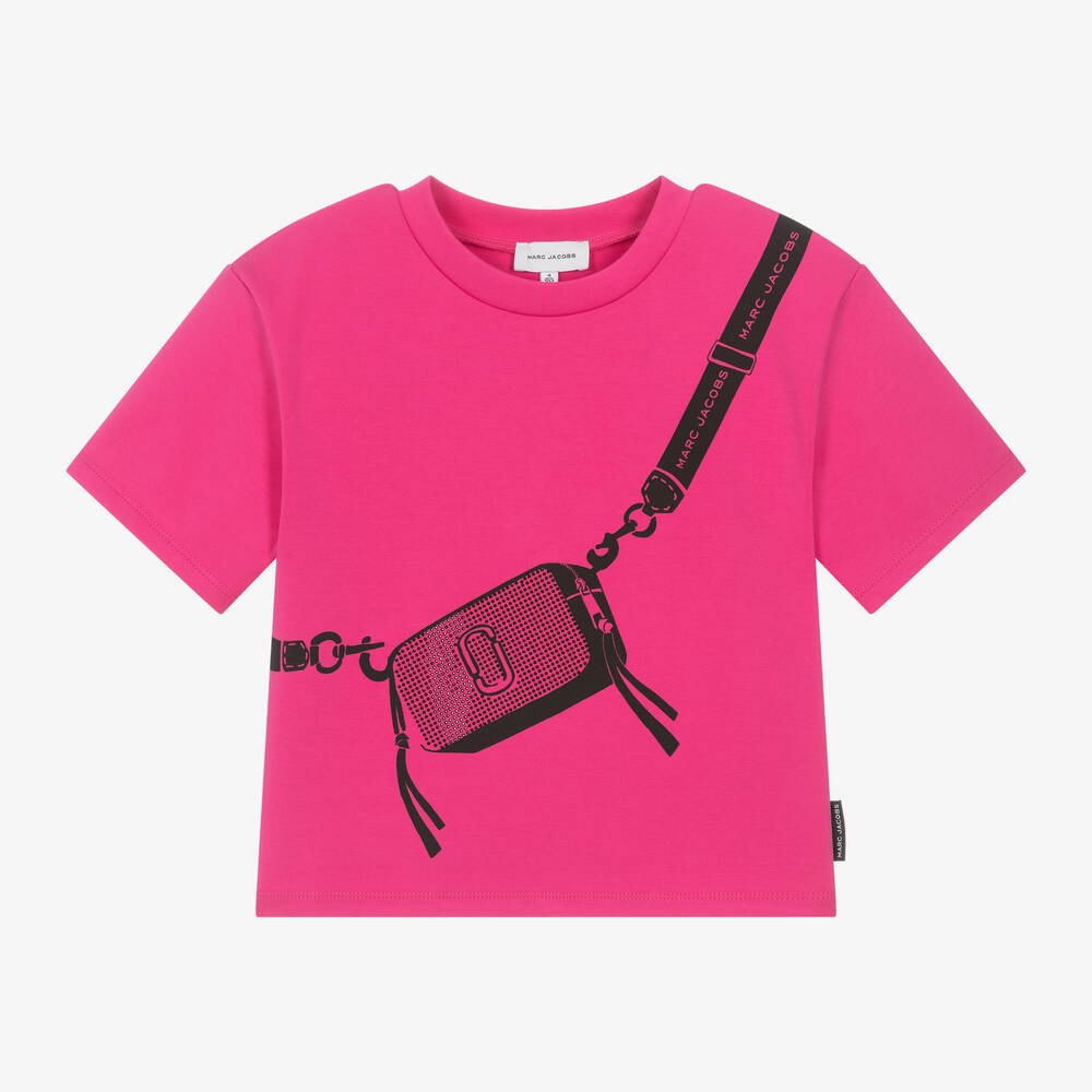 MARC JACOBS - Girls Pink Bag Print Cotton T-Shirt | Childrensalon