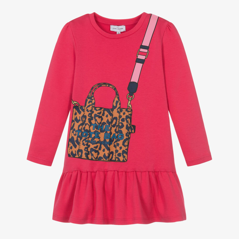 MARC JACOBS MARC JACOBS GIRLS PINK COTTON TOTE BAG DRESS