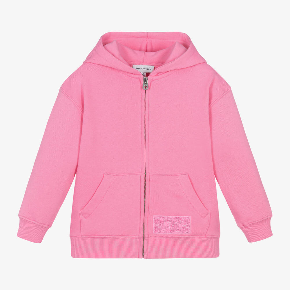 MARC JACOBS - Girls Pink Cotton Zip-Up Hoodie | Childrensalon