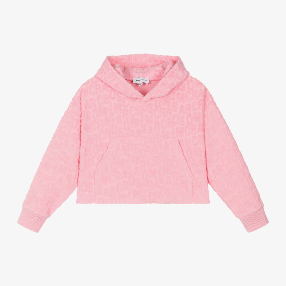 MARC JACOBS - Girls Pink Cropped Towelling Hoodie | Childrensalon