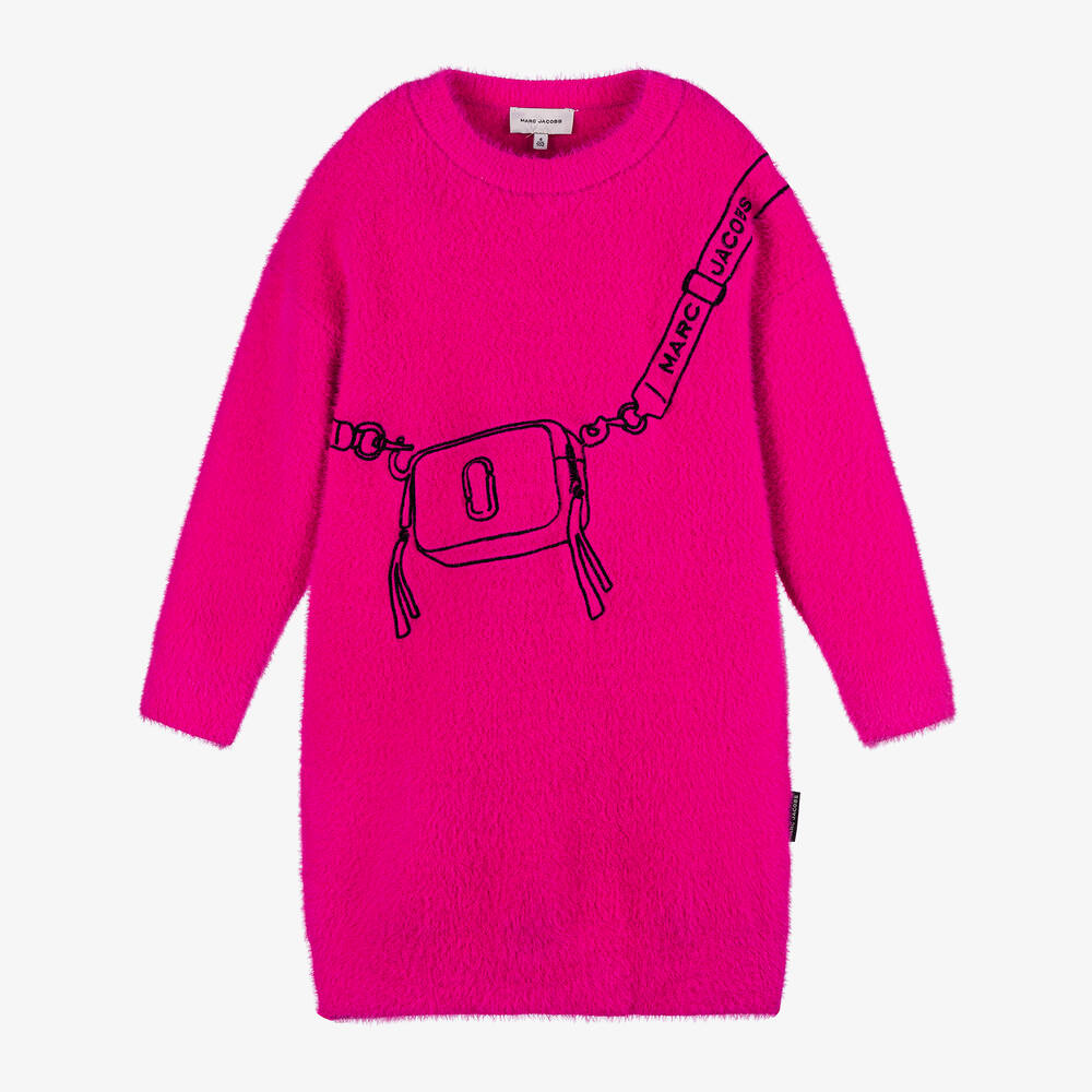 MARC JACOBS - Girls Pink Fluffy Knitted Dress | Childrensalon