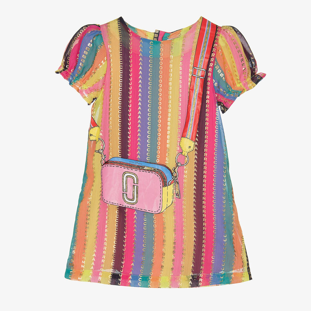 MARC JACOBS - Girls Pink & Gold Striped Bag Dress | Childrensalon