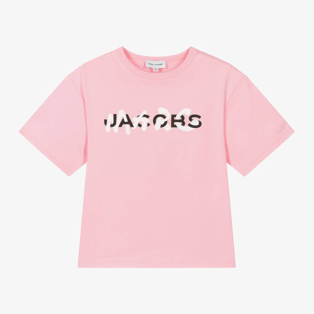 MARC JACOBS - Girls Pink Organic Cotton T-Shirt | Childrensalon