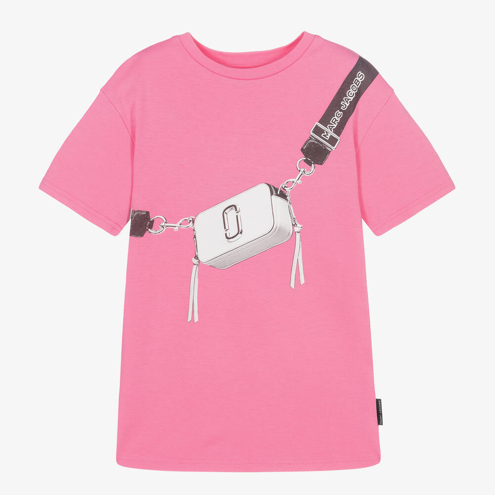 MARC JACOBS - Girls Pink Snapshot Bag Cotton Dress | Childrensalon