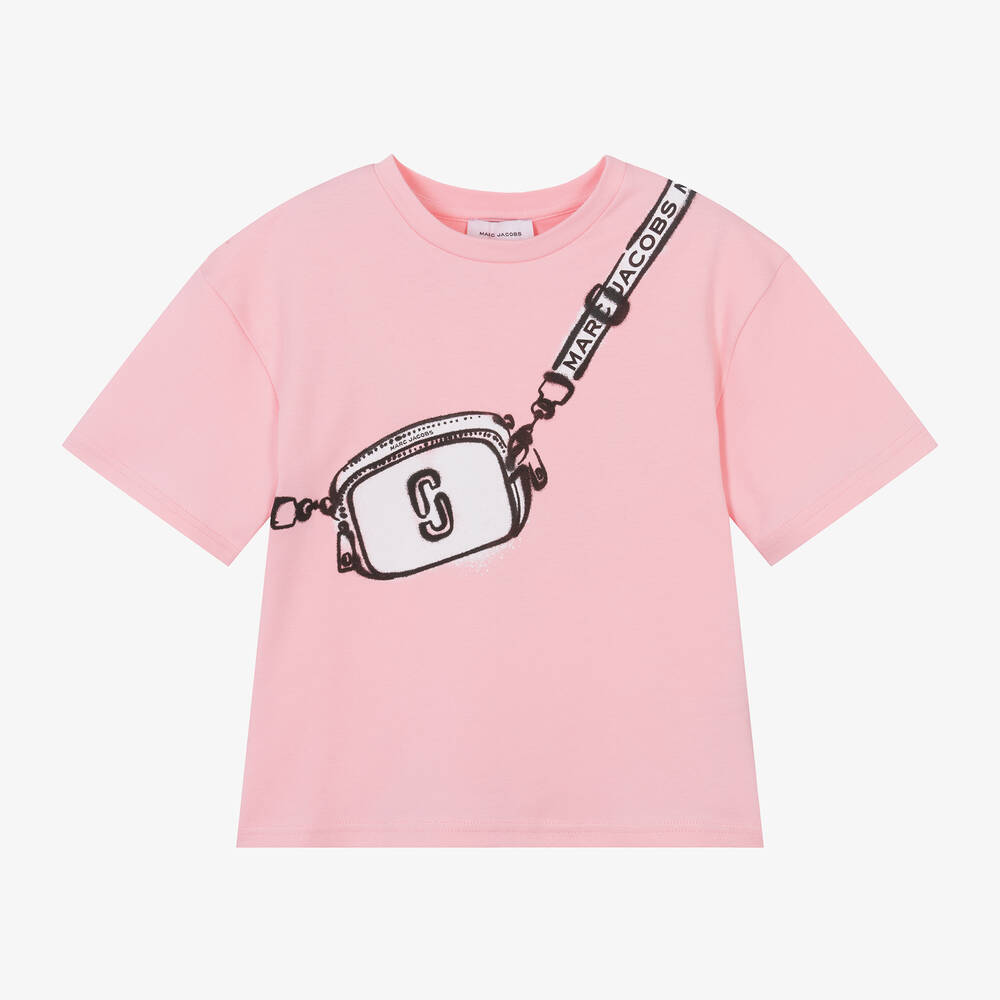 MARC JACOBS - Girls Pink Snapshot Bag Cotton T-Shirt | Childrensalon