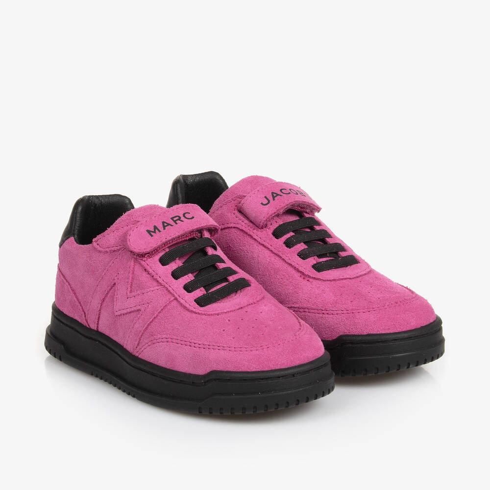 MARC JACOBS - Girls Pink Suede Leather Trainers | Childrensalon