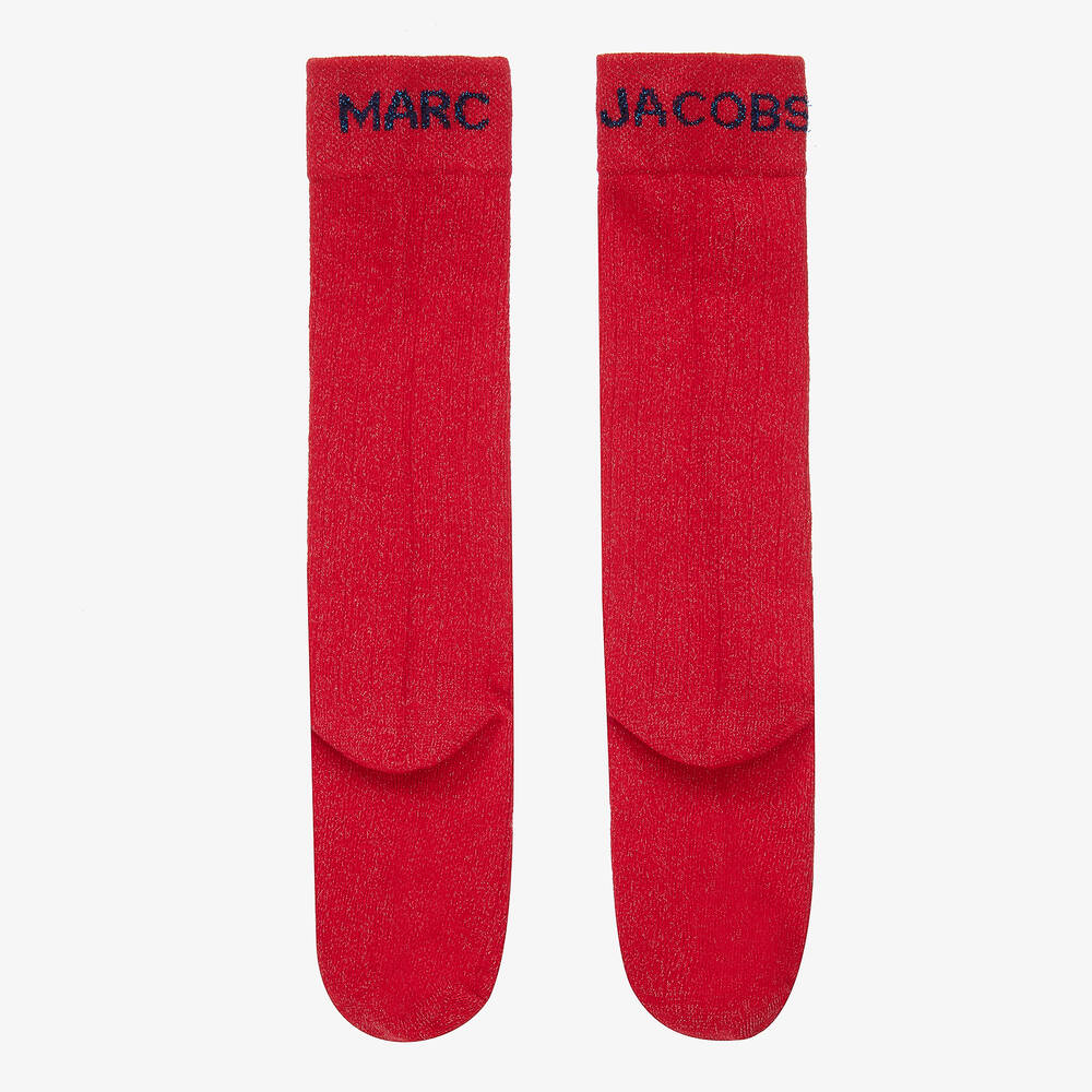 MARC JACOBS - Girls Red Cotton Logo Socks | Childrensalon