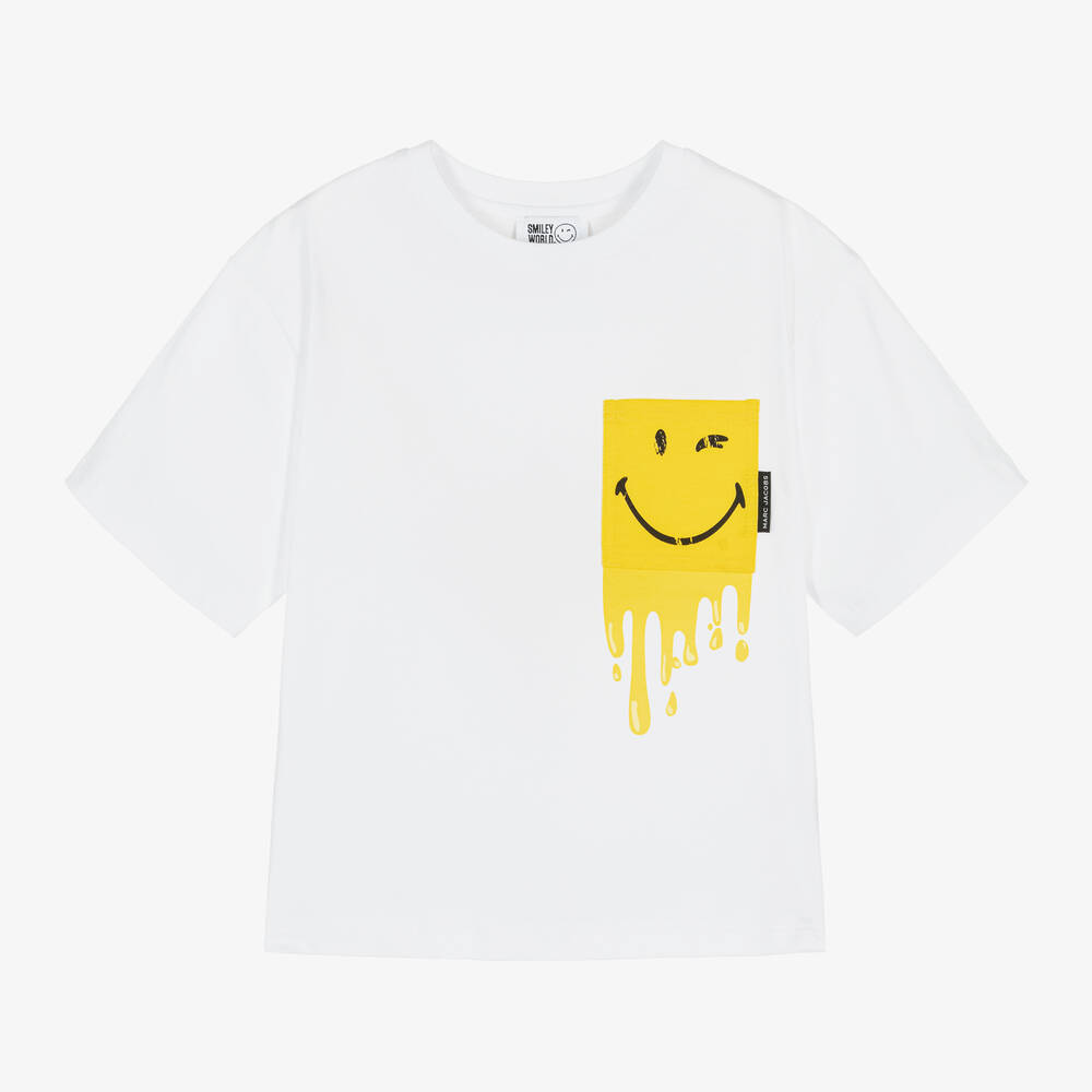 MARC JACOBS - Girls White Cotton Smiley T-Shirt | Childrensalon