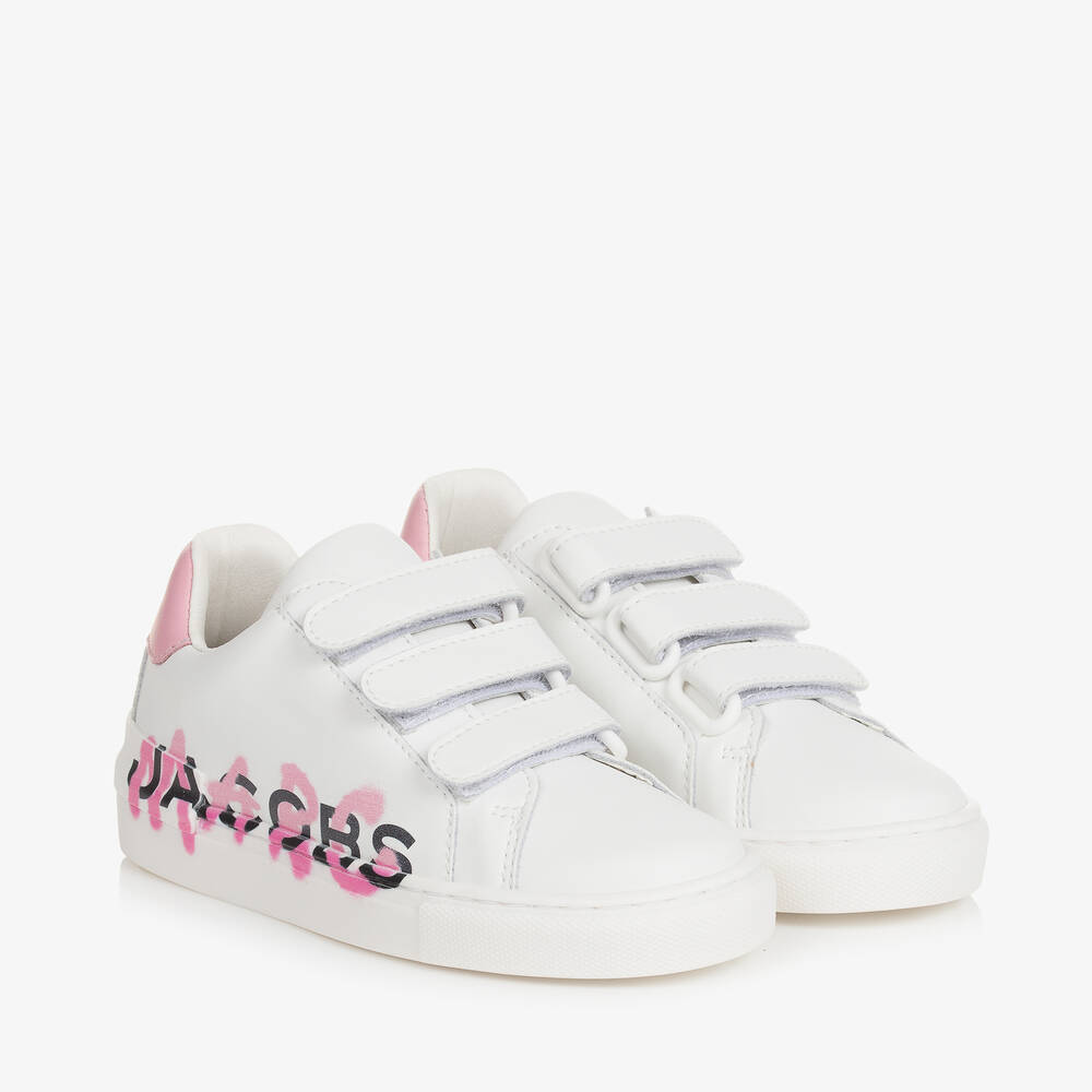 MARC JACOBS - Girls White Leather Trainers | Childrensalon