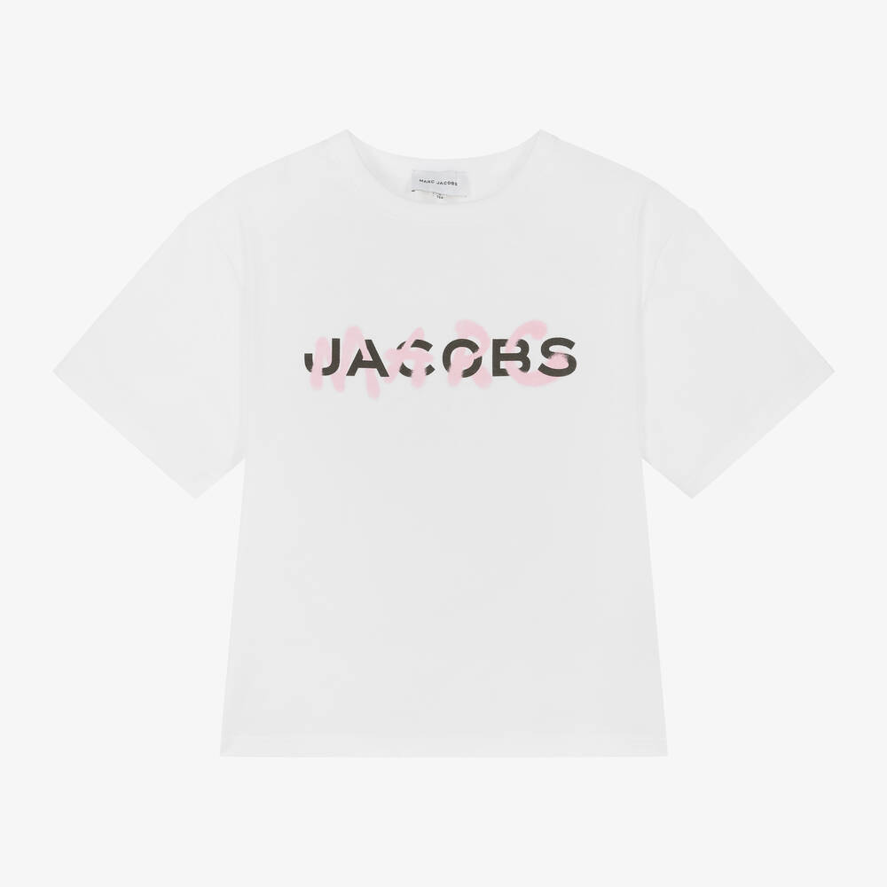 MARC JACOBS - Girls White Organic Cotton T-Shirt | Childrensalon