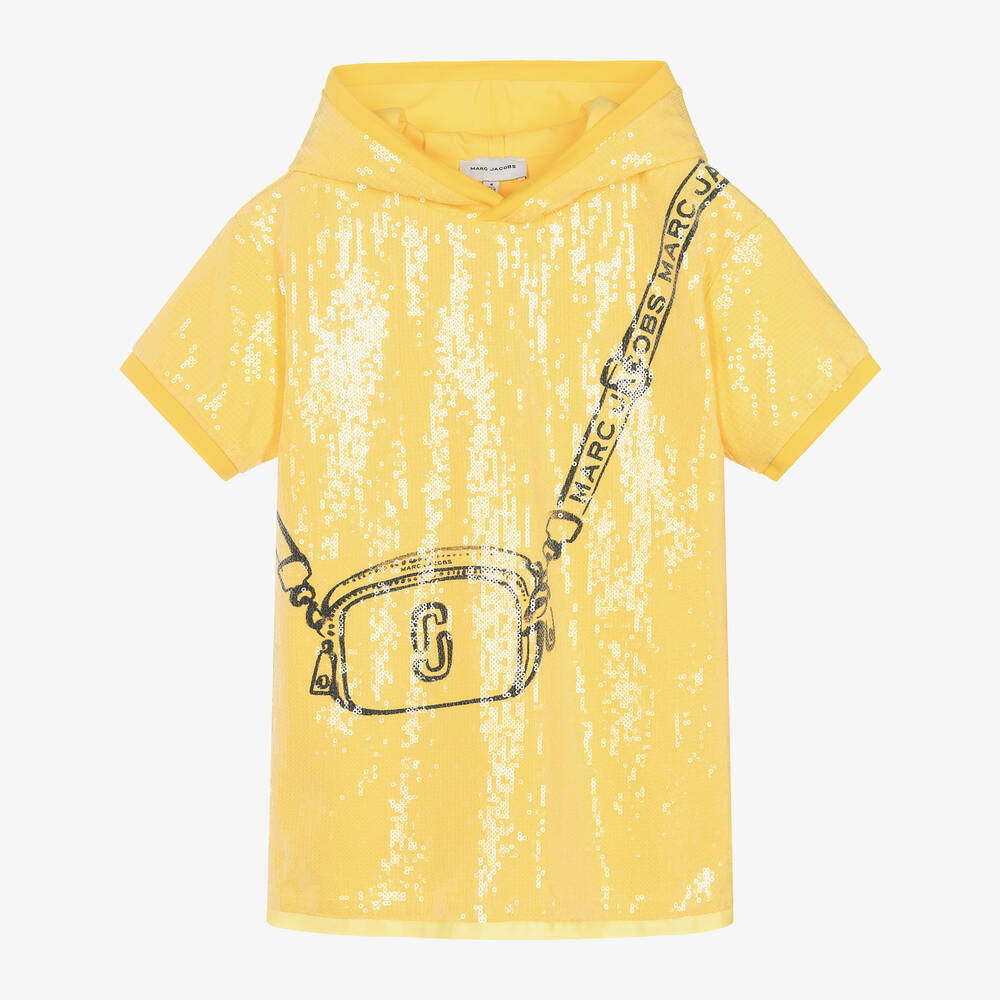 MARC JACOBS - فستان هودي قطن لون أصفر مزين بترتر | Childrensalon