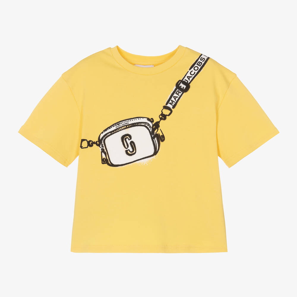 MARC JACOBS - Girls Yellow Snapshot Bag Cotton T-Shirt | Childrensalon