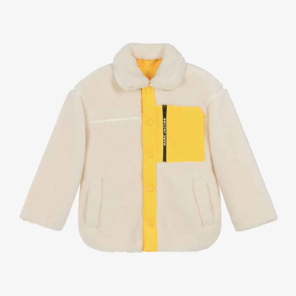 MARC JACOBS - Ivory Reversible Sherpa Fleece Smiley Jacket | Childrensalon