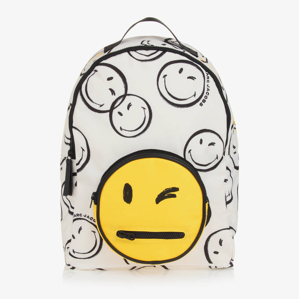 MARC JACOBS - Ivory Smiley Faces Backpack (38cm) | Childrensalon
